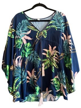 🌺 Brazilian Viscose Beach Cover-Up w/ Pink Tassels – Medium